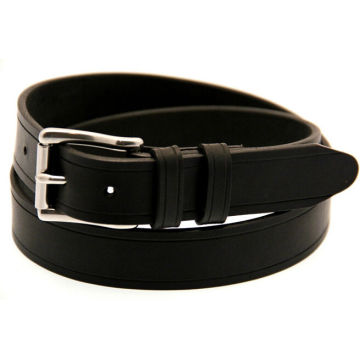 Roller snap on belt buckle black leather belt